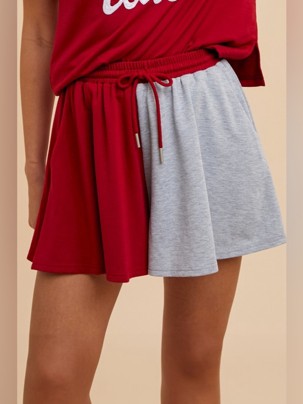Annie Wear Color Block French Terry Flare Shorts